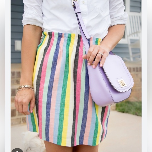 J. Crew NWT Rainbow Stripe Linen Mini Skirt - Picture 1 of 11